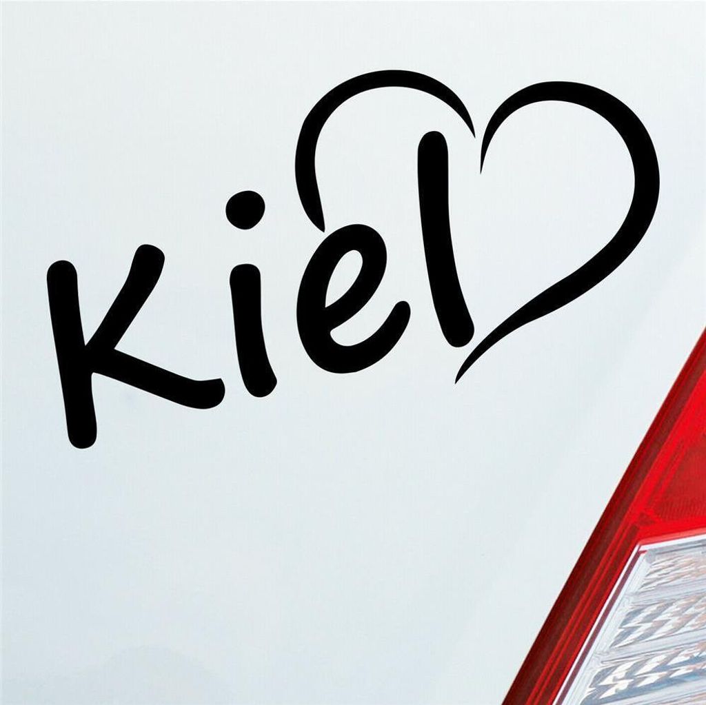 Auto Aufkleber Kiel Herz Stadt City Love Liebe Heimat 13x8 cm Schwarz Matt Sticker Heckscheibenaufkleber