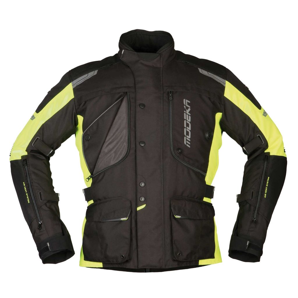 Modeka Aeris Motorrad Textiljacke (Black/Neon,XL)