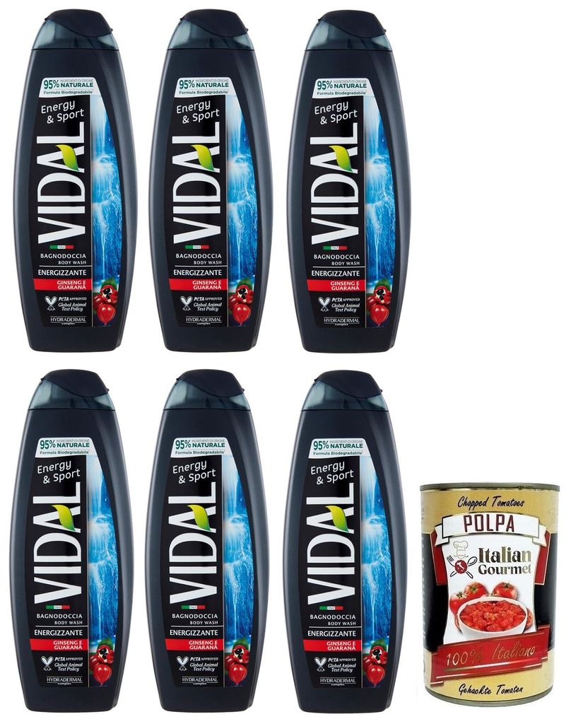 6x Vidal Energy & Sport Bagnodoccia Duschgel mit Ginseng Produktbild 