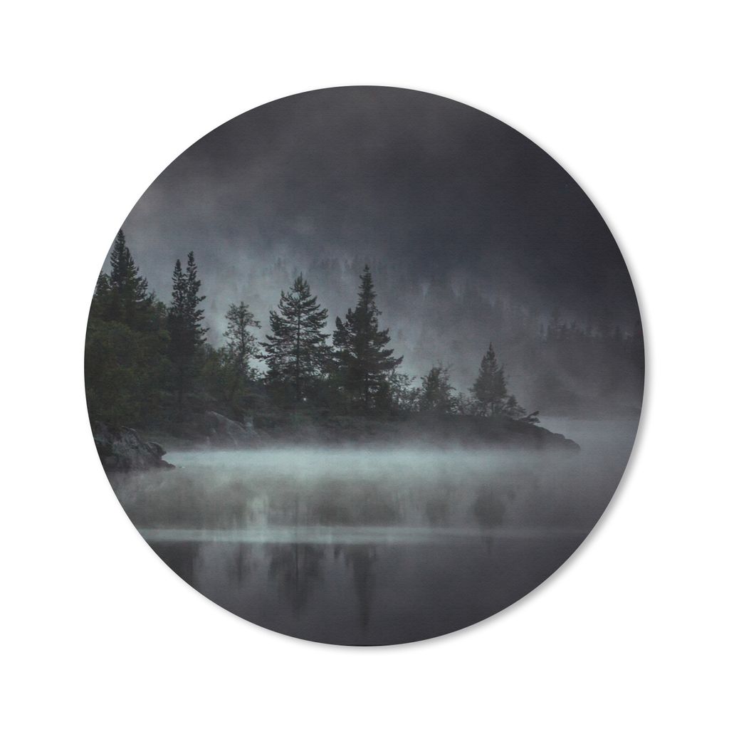 MuchoWow Mauspad Mousepad Wald - Nebel - Schwarz - Weiß 50x50 cm - Mousepads - Maus Mat - Pad - Mausunterlage - Vinyl