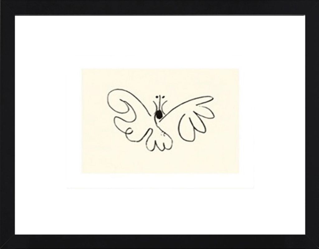 Wandbild Kunstdruck Picasso 'Schmetterling' mit Passepartout Holzrahmen Schwarz