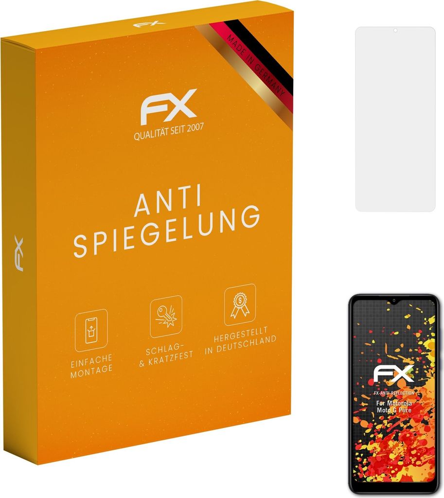 atFoliX FX-Antireflex 3x Schutzfolie kompatibel mit Motorola Moto G Pure Displayfolie