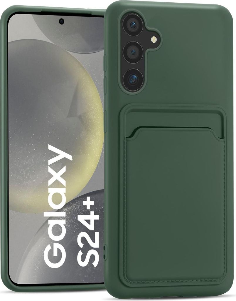 Handyhülle für Samsung Galaxy S24 Plus Hülle Silikon Schutzhülle mit Kartenfach Slim Wallet Case, Grün