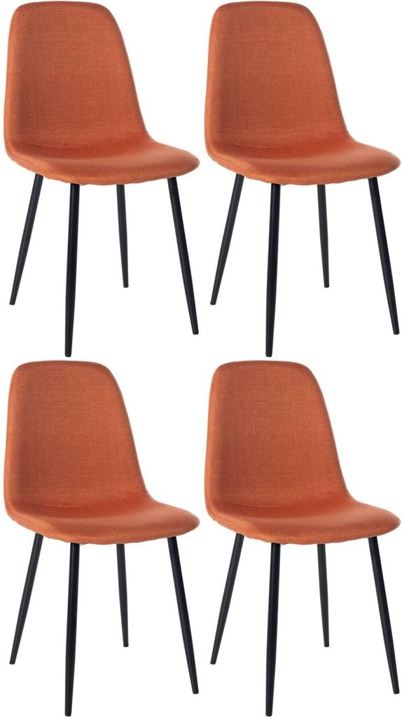 4-teiliges Esszimmerstuhl-Set – Familienstuhl-Set – Wartungsfreundliches Design | Farbe: Orange | Material: Staub