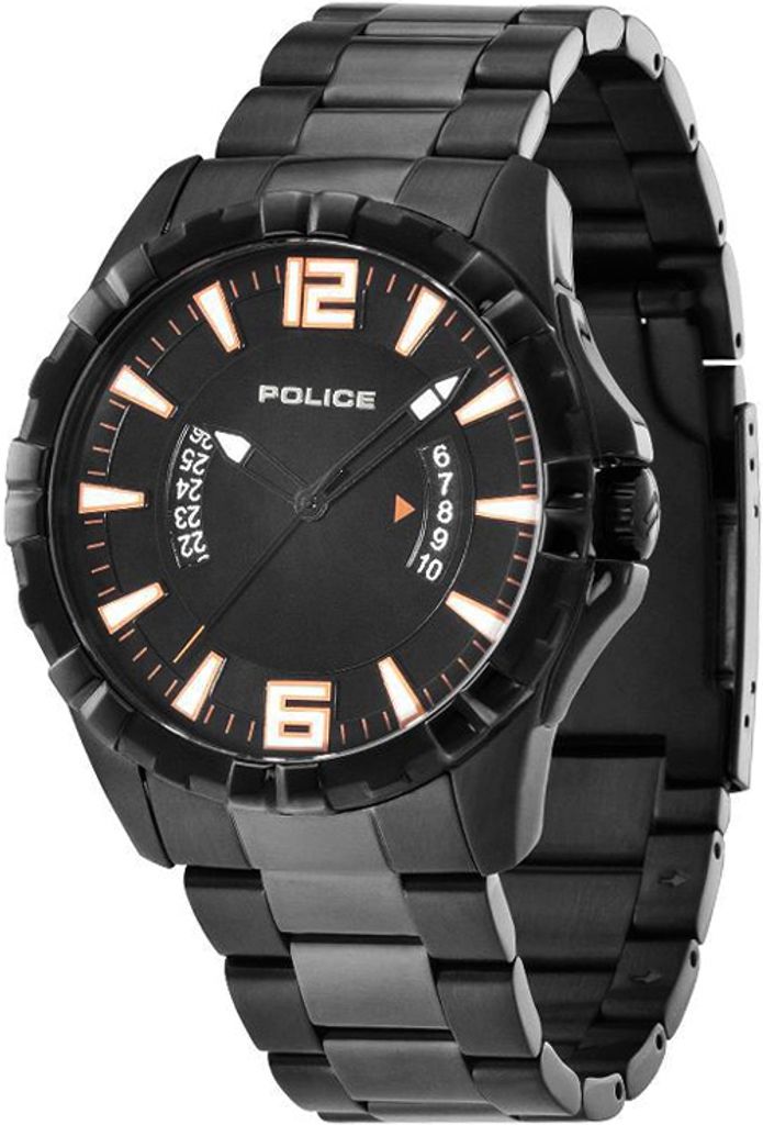 Police Herrenuhr Quarz 45 mm Edelstahl Schwarz