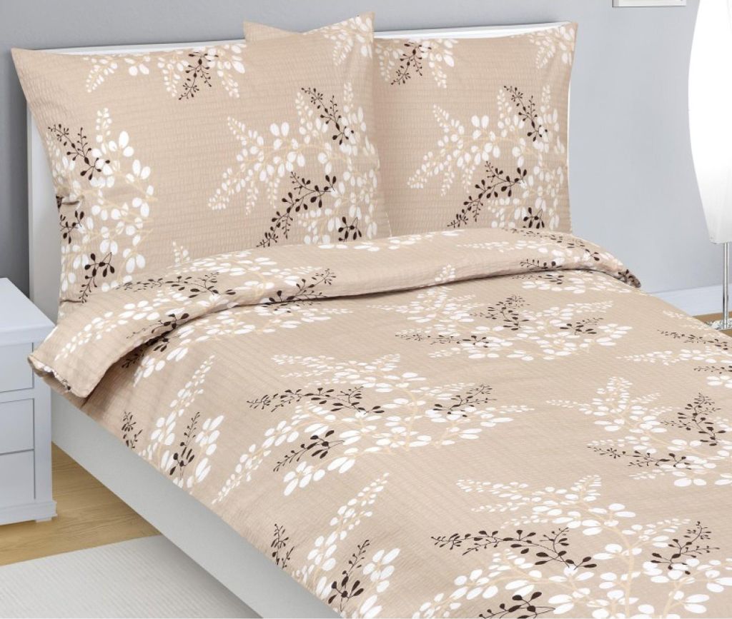 Kreppleinen - Beige,Braun,Weiß - 140x200, 70x90