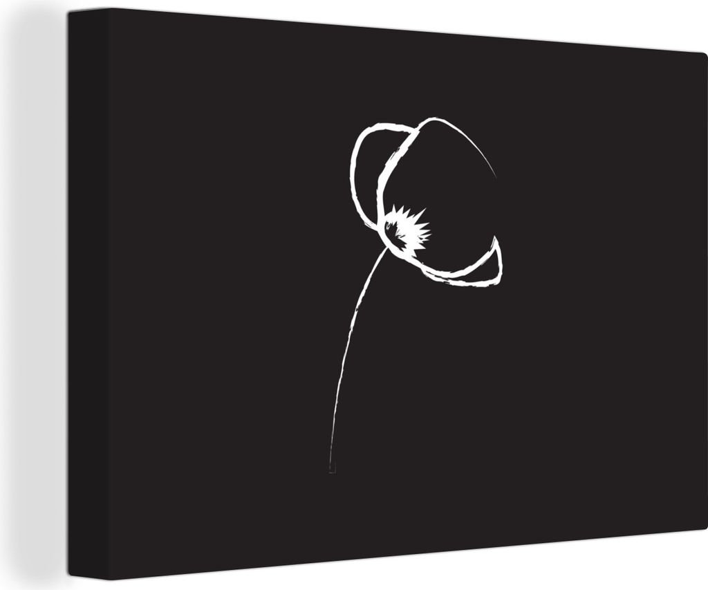 OneMillionCanvasses - Leinwandbilder - 140x90 cm, Blume - Schwarz - Weiß - Strichzeichnung, Wandbilder Kunstdruck Wanddekoration - Foto auf Lein...
