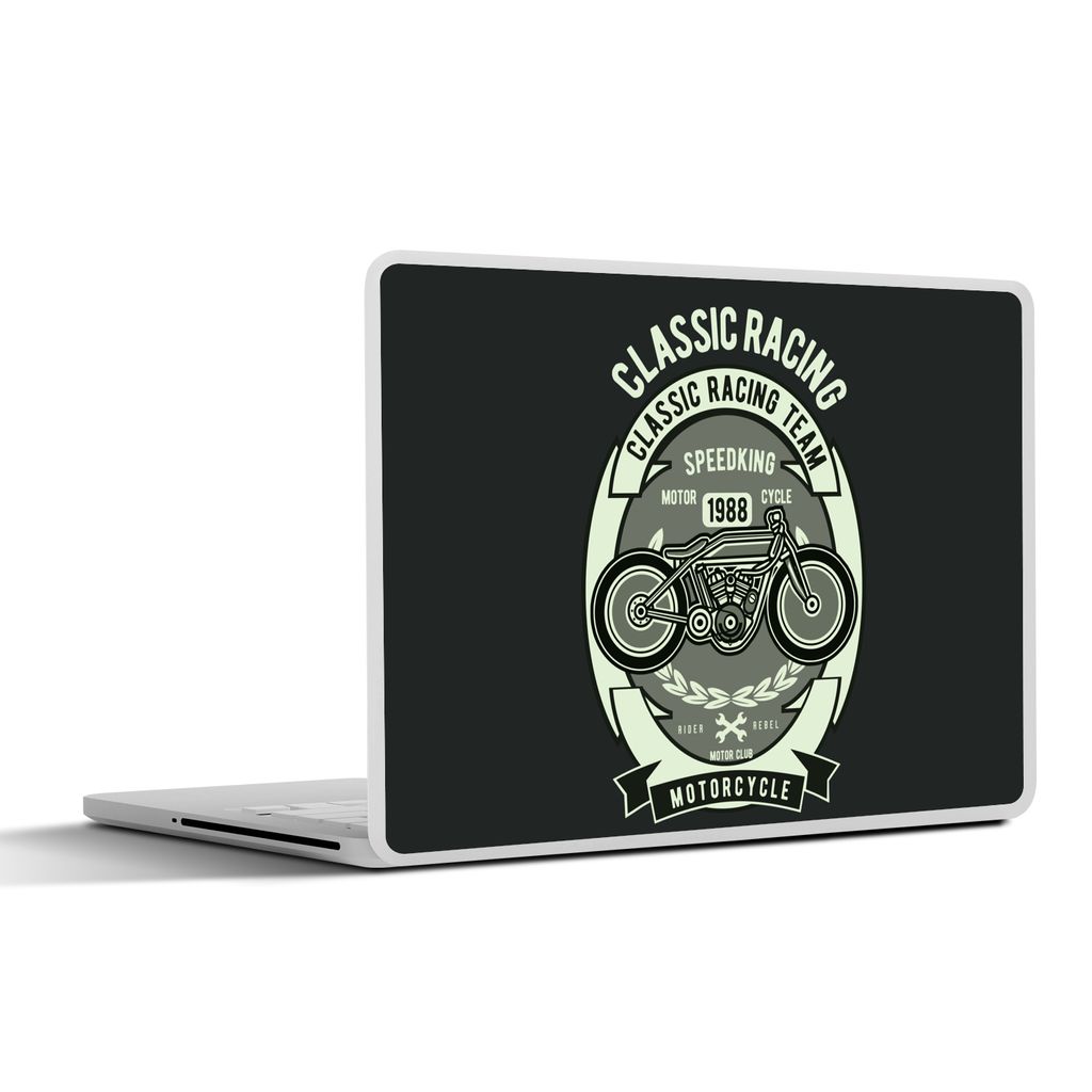 MuchoWow Laptop Aufkleber Sticker Cover Motorrad - Zeichnung - Retro 36.5x27.5 cm - Laptop-Sticker