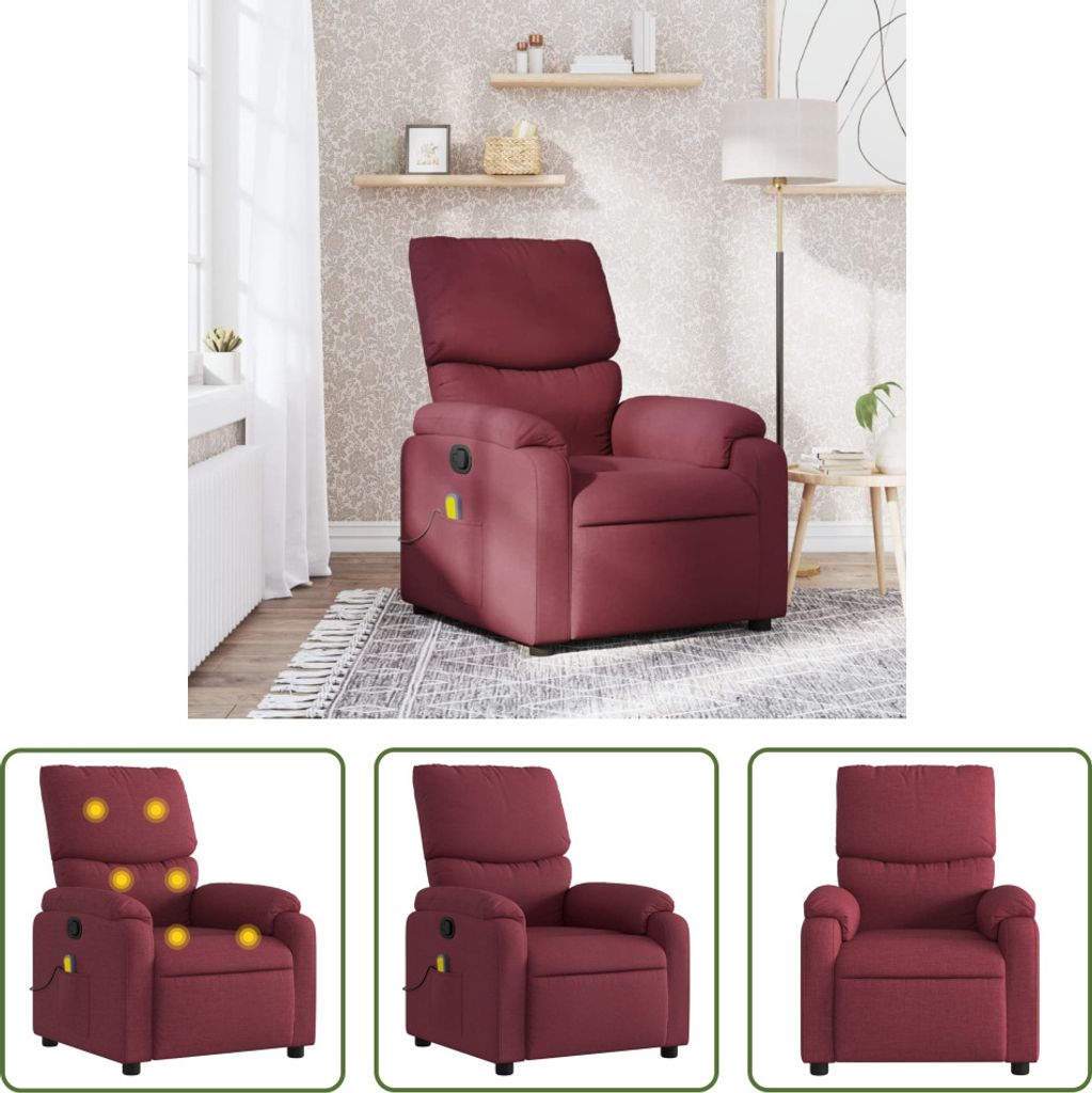 The Living Store Massagesessel Weinrot Stoff