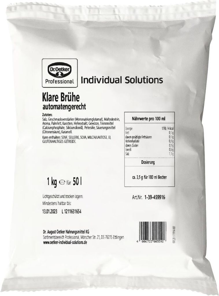 Dr. Oetker Klare Brühe Automatensuppe 1kg Produktbild 
