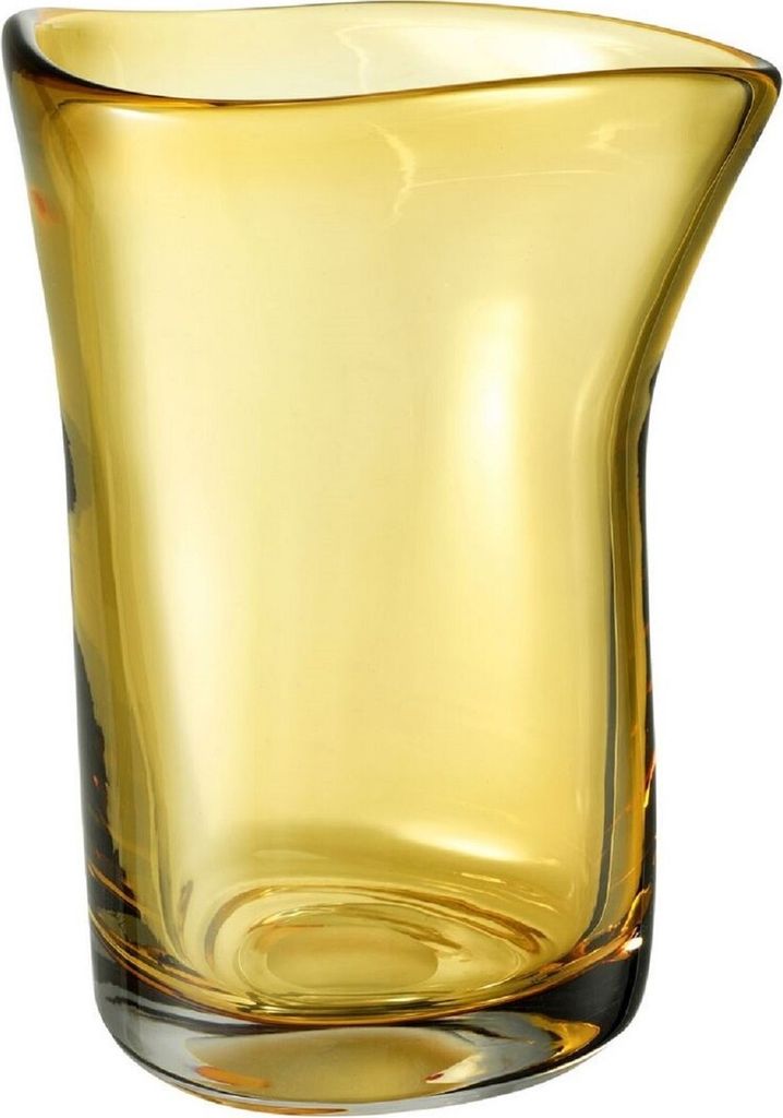 Casa Padrino Luxus Deko Glas Vase Gelb Ø 20 x H. 27,5 cm - Mundgeblasene Blumenvase - Luxus Deko Accessoires