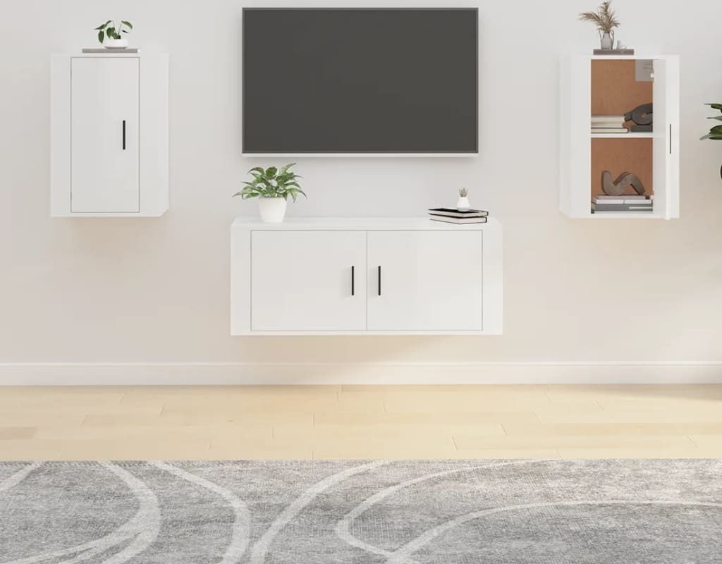 Maison Exclusive - TV-Wandschränke 2 Stk. Hochglanz-Weiß 40x34,5x60 cm