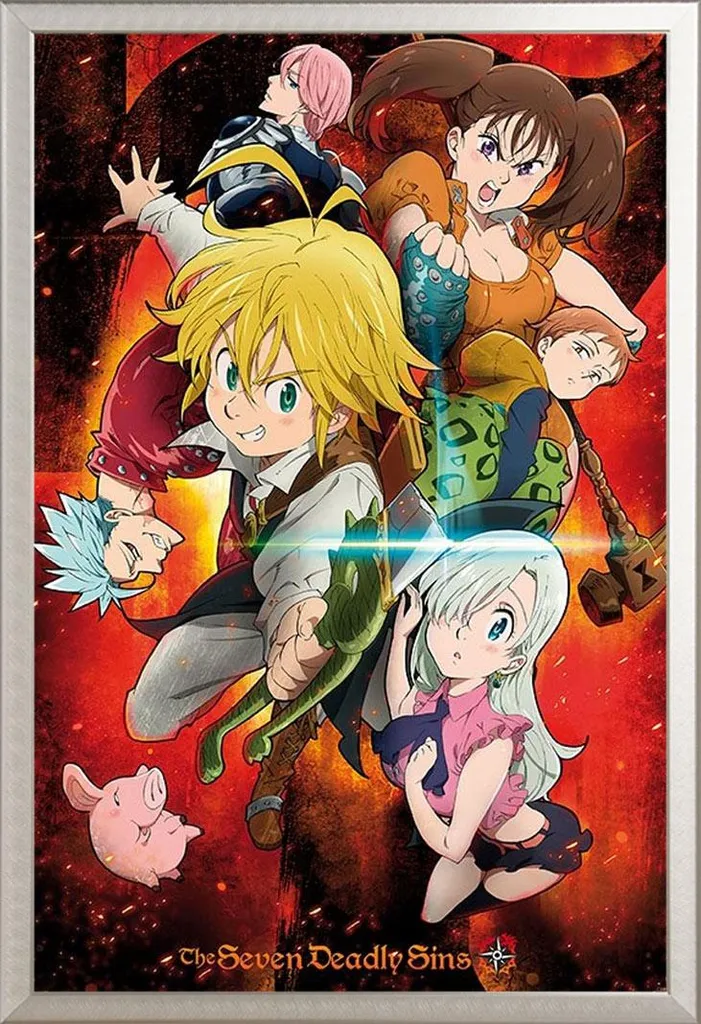 Affiche Seven Deadly Sins encadrée sous vitre acrylique Shinsuke Silver