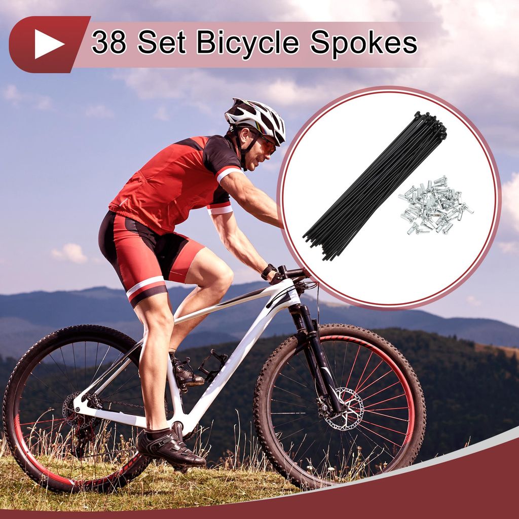 38 Stück 14G Fahrradspeichen 163mm Radspeichen Kohlenstoffstahl Schwarz