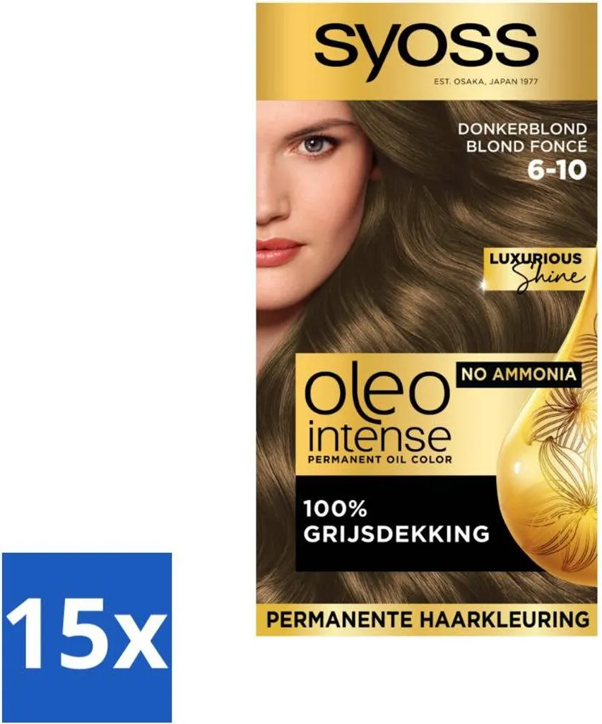 Adieu Cheveux Ternes : Coloration SYOSS Oleo Intense 6-10 - Pack de 15