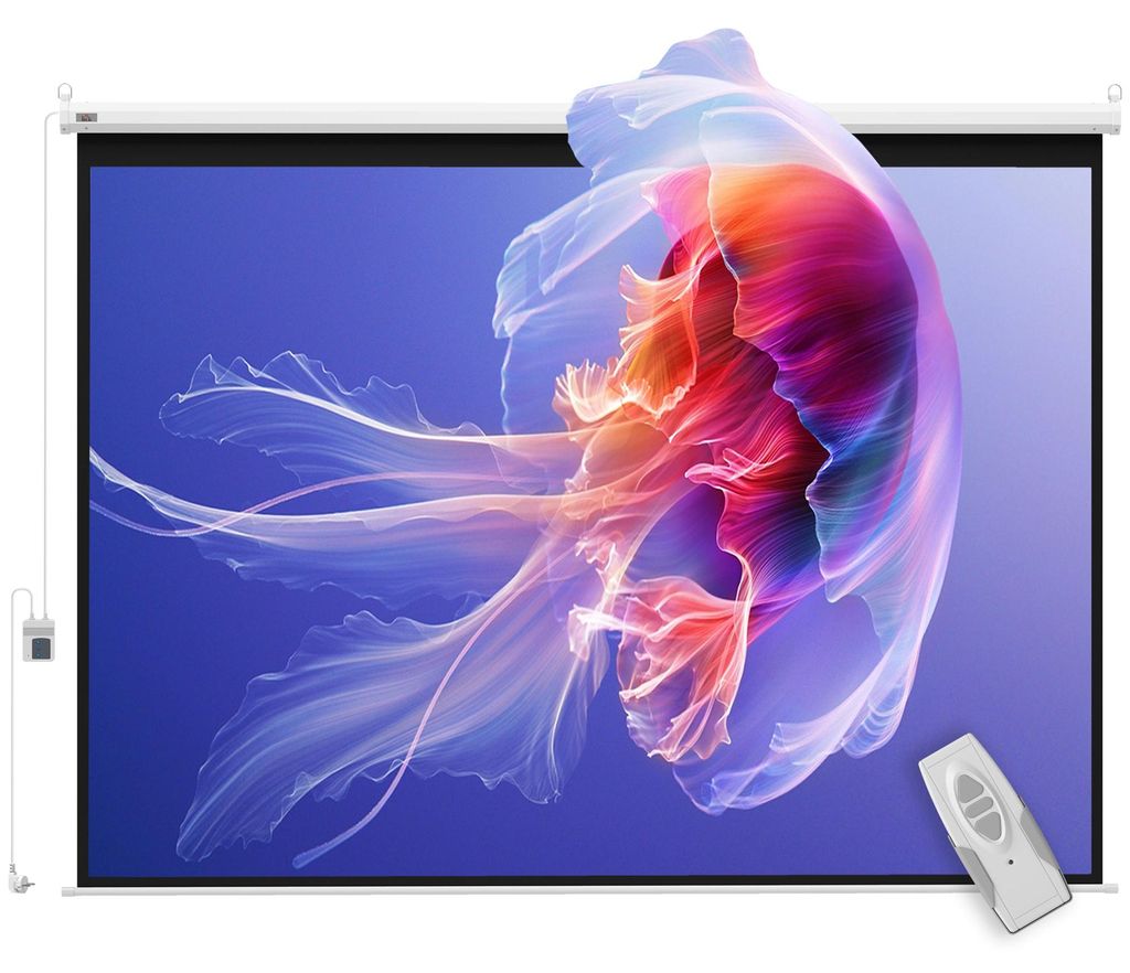 HOMCOM 4:3 Projectiescherm, elektrisch, 203 x 152 cm, wit Productafbeelding 