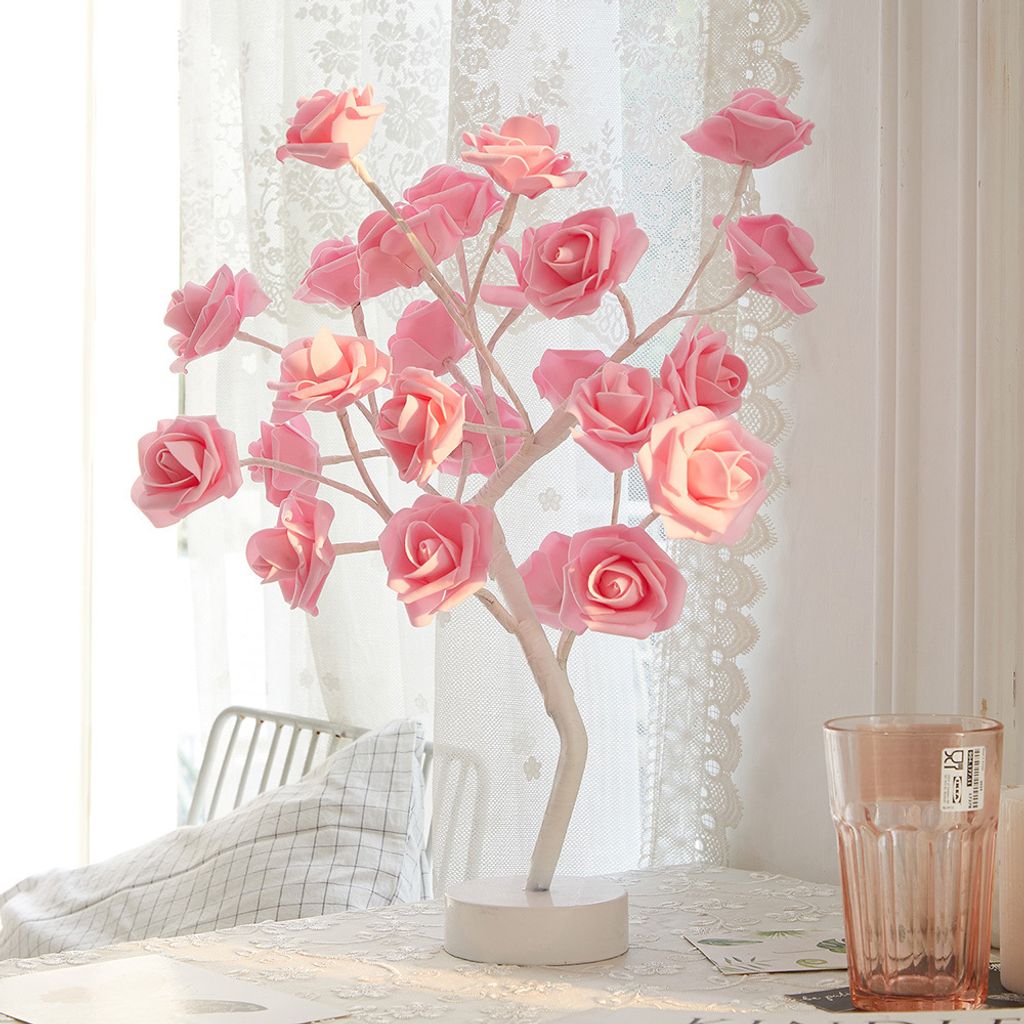 LED Rosenbaum Lampe Knstlich Bonsai Rose Baum Licht Deko