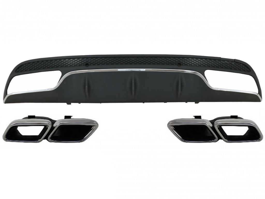 Diffusor für Mercedes C W205 S205 14-20 C63 Look Auspuff Tipps zum Sport Paket
