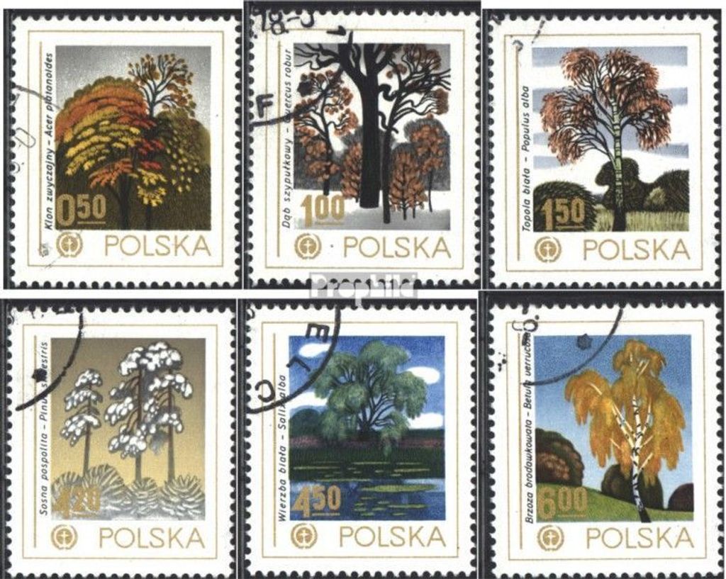 Briefmarken Polen 1978 Mi 2569-2574 (kompl.Ausg.) gestempelt Umweltschutz - Bäume