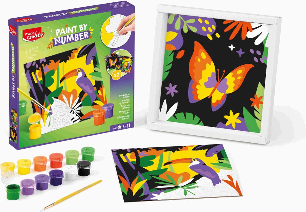 Maped Creativ Malset "Malen nach Zahlen" PAPAGEI/SCHMETTERLING