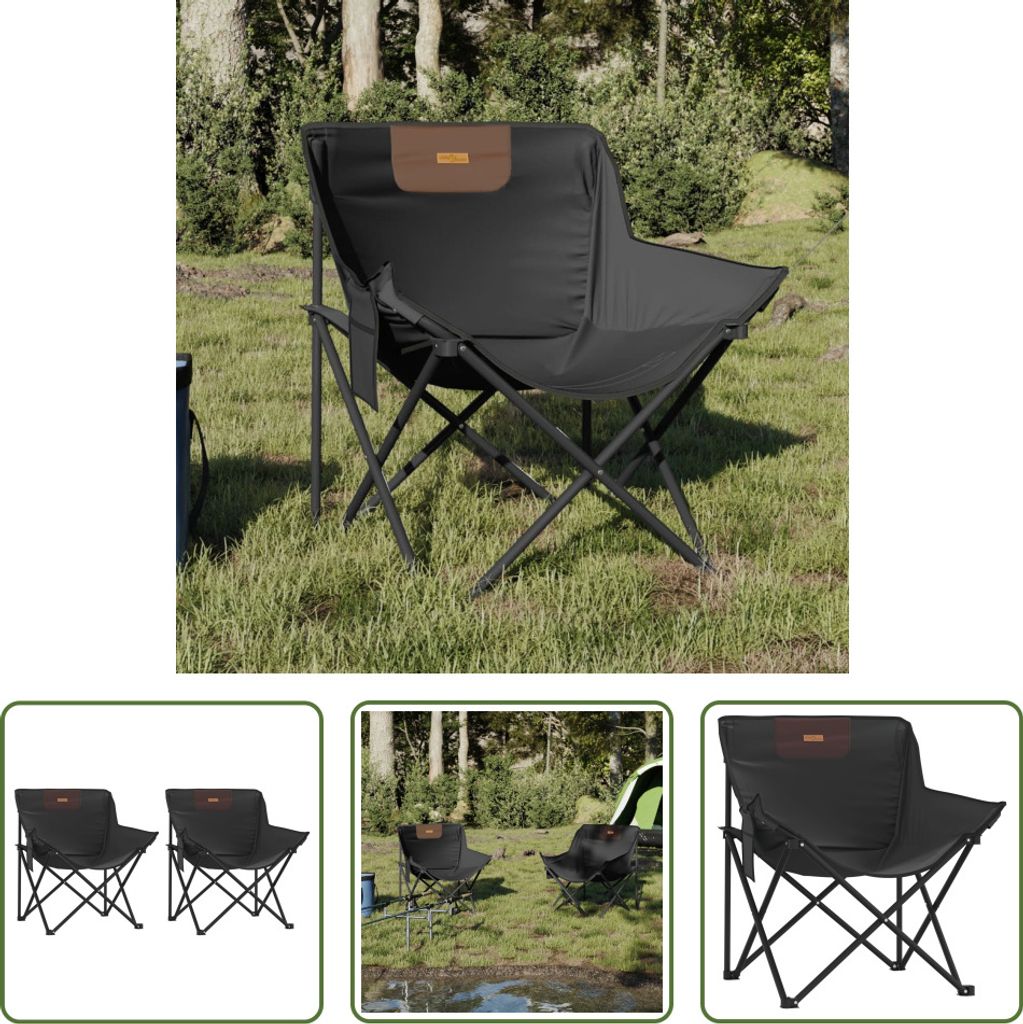 The Living Store Campingstühle 2 Stk. mit Tasche Klappbar Schwarz