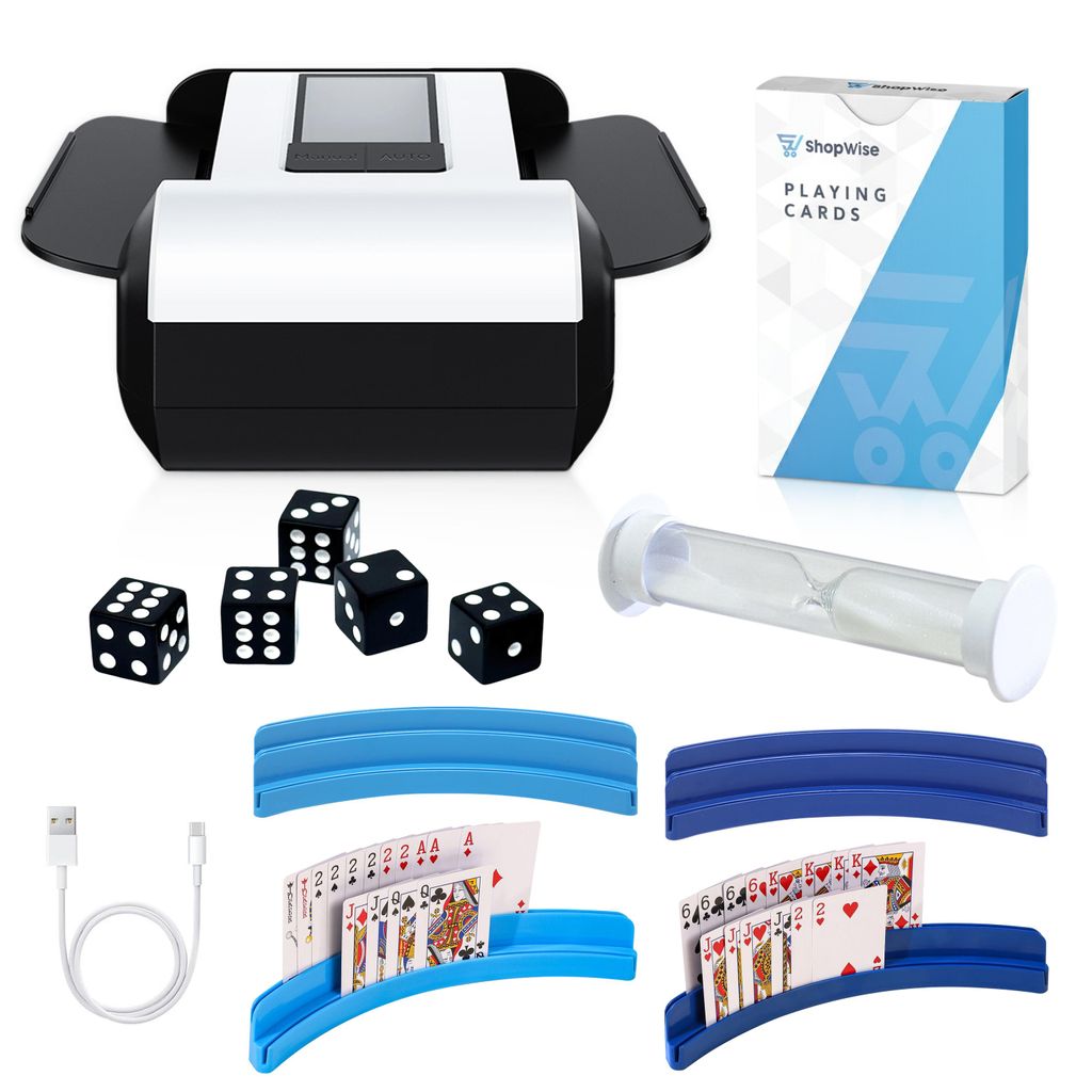 ShopWise elektrische Kartenmischmaschine Automatisch USB | Leiser Kartenmischer für Poker, Skat & Kartenspiele | gleichmäßiges Mischen