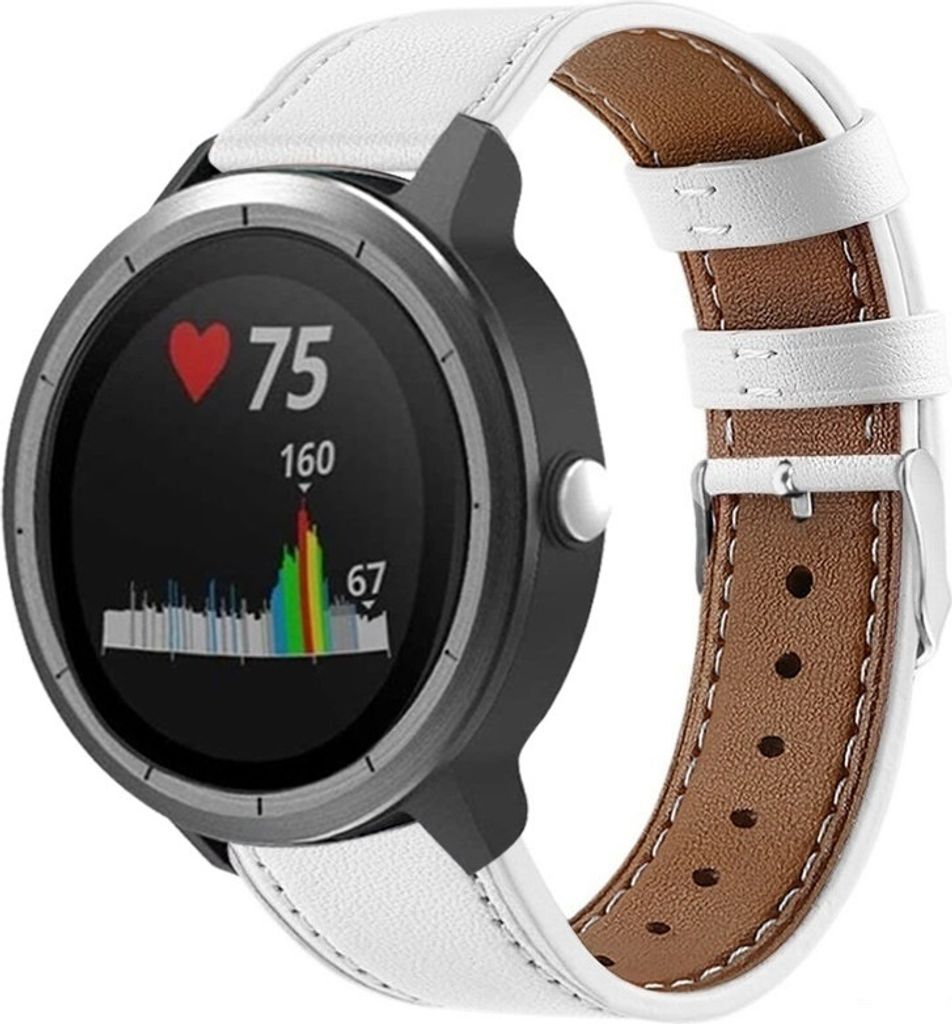 Strap-it Garmin Vivoactive 3 Armband Leder (Weiß)