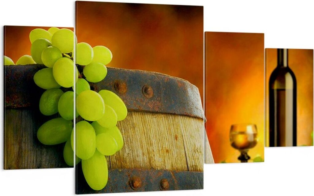 Bild auf Leinwand - Leinwandbild - Landwirtschaft Alkohol Fass Tasse - 160x90cm - Wand Bild - Wanddeko - Leinwanddruck - Bilder - Kunstdruck - Lein...