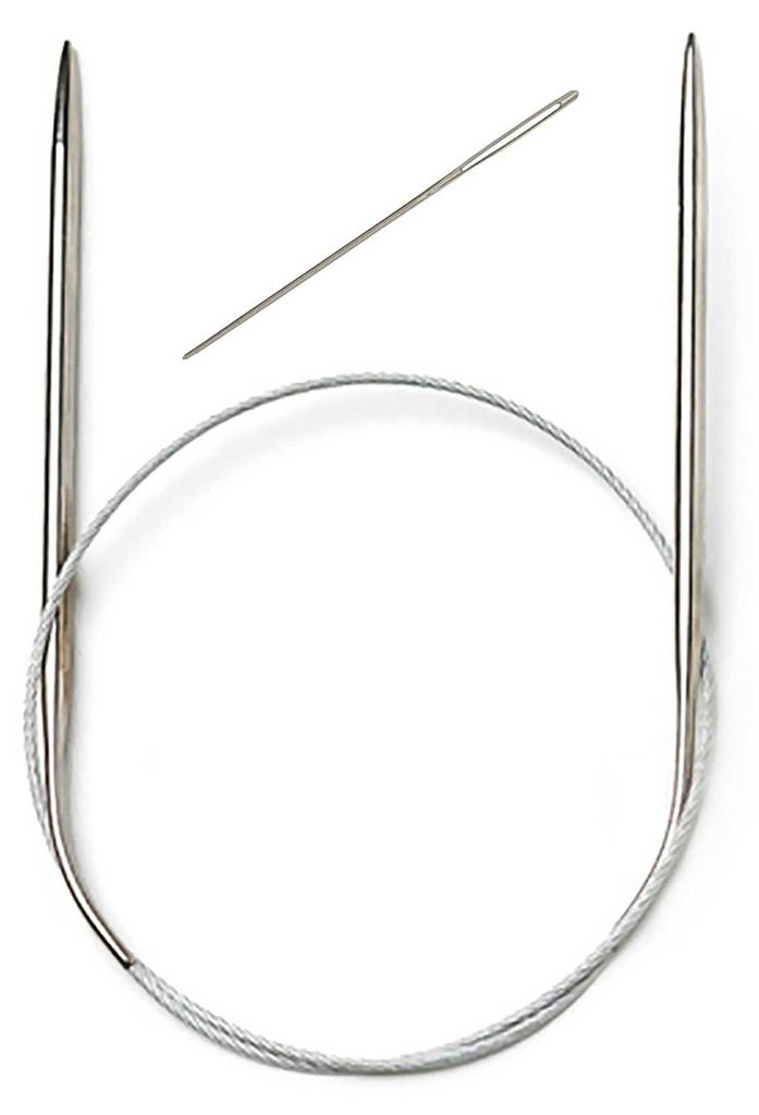 1 Edelstahl Rundstricknadel 80cm mit Stopfnadel, 2mm / 2,5 / 3 / 3,5 / 4 / 4,5 / 5 /
