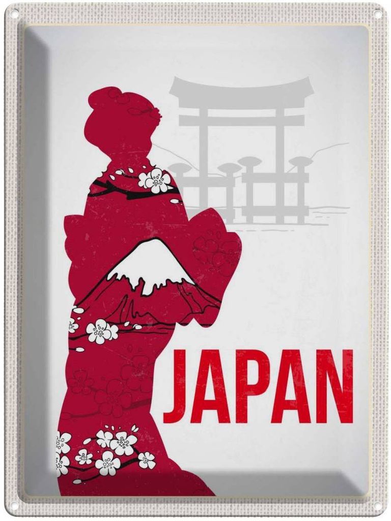 vianmo Blechschild 40x30 cm Japan Asien Tradionelle Kimono Kleid Bildmotiv Reisemotiv Abenteuer Reisen Urlaub
