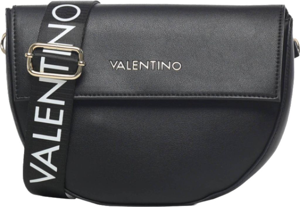 A black Valentino handbag with a branded strap.