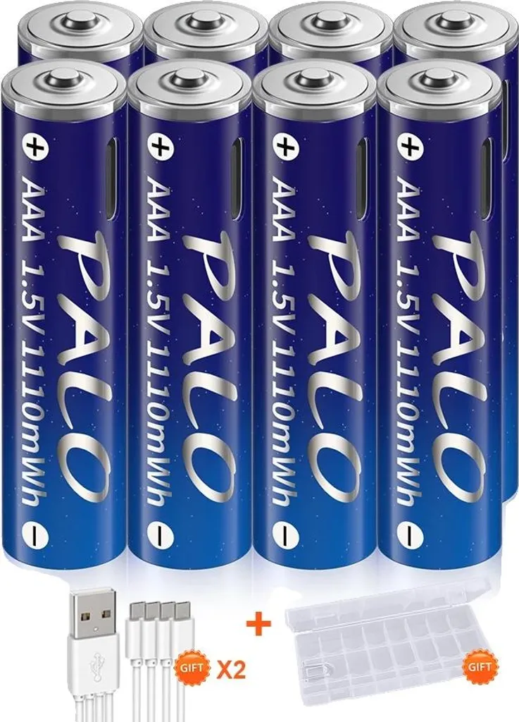 Batterie lithium-ion rechargeable 1110 mWh micro USB pack de 8 piles