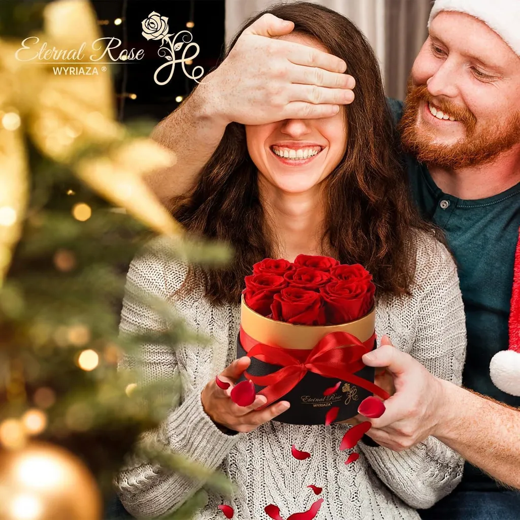 Bouquet de Fleurs Éternelles sous Coffret de Luxe - Déco Saint-Valentin