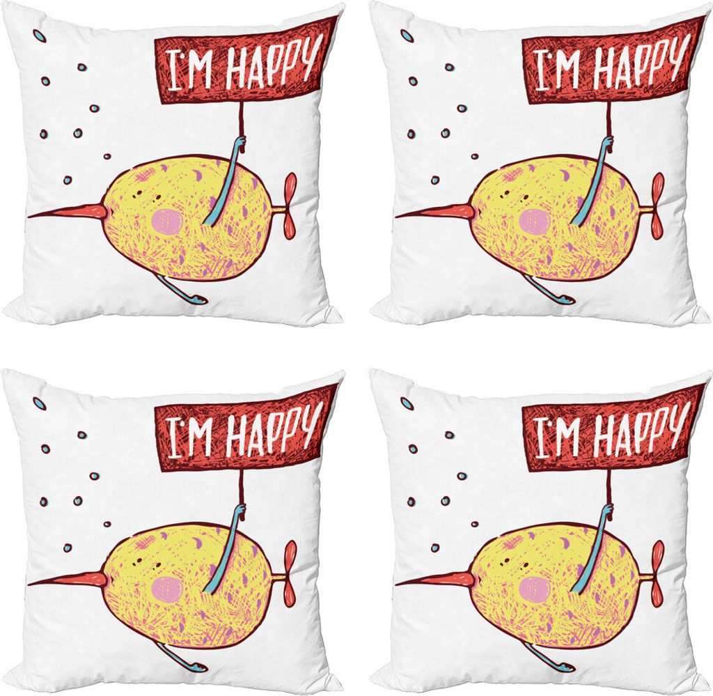 ABAKUHAUS Karikatur Kissenbezug Set (4 Stück), Humor Cartoon-Fisch-Baby, Moderner Doppelseitiger Digitaldruck, 45 cm x 45 cm, Mehrfarbig