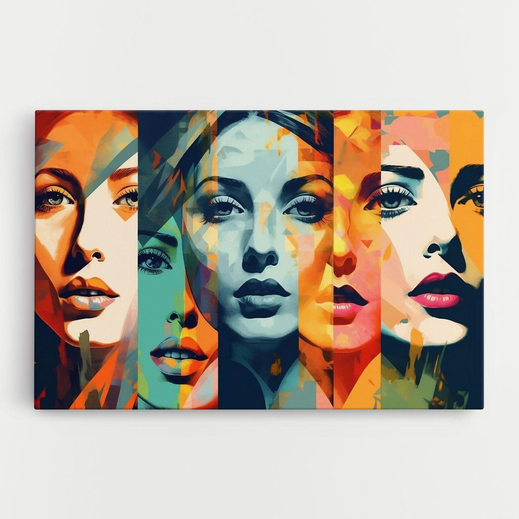 ARTHUB Leinwandbild 70x100 cm, Abstract Face Collage | Wohnzimmerdekoration, Hängende Bilder, Wanddekoration, Heimdekoration, Moderne, Collagen