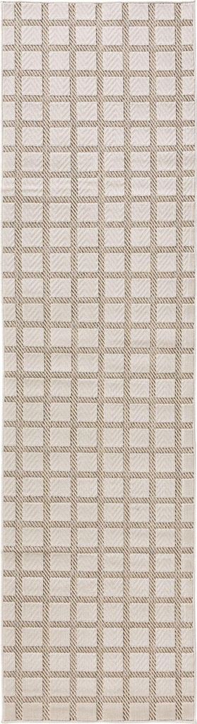 benuta In- & Outdoor Teppich Kaleo Creme/Beige 70x200 cm Teppich Wohnzimmer Outdoorteppich Läufer Modern Kurzflor Skandinavisch