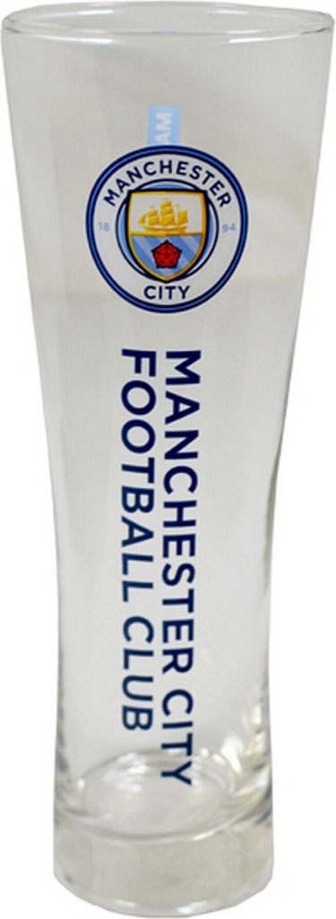 Manchester City FC Wordmark Fußball Wappen Design Peroni Pint Glas SG10703 (Einheitsgröße) (Transparent)