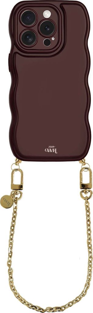 Glossy Wavy Cord Hülle Burgundy - Dreamy (Kurze Handykette) - Kompatibel mit iPhone 13 Pro Max