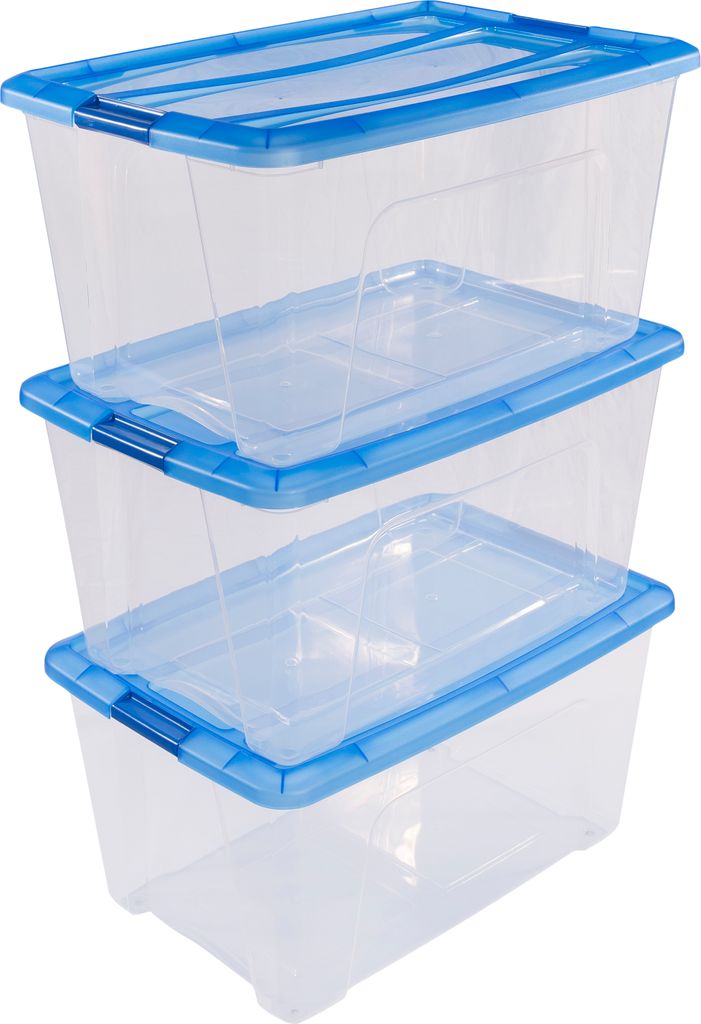 IRIS OHYAMA Clear Box NTB-45 3er Set, transparent-blau 6297
