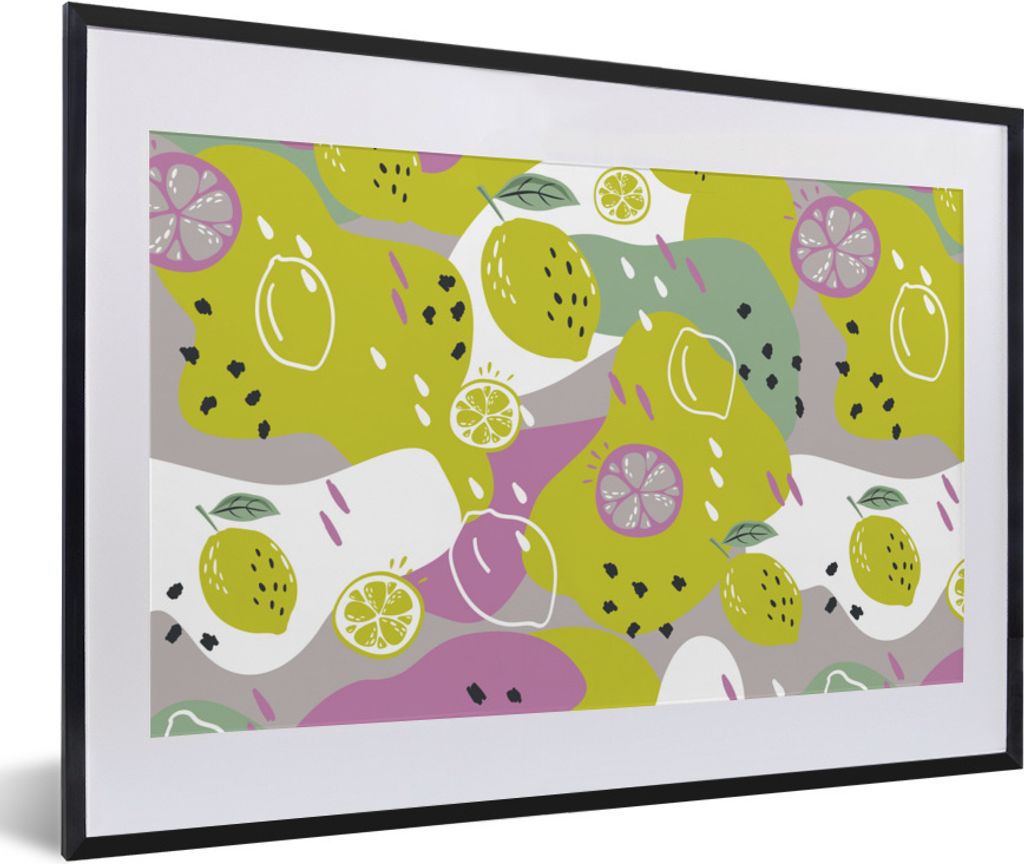MuchoWow Gerahmtes Poster Sommer - Zitronen - Farben 60x40 cm - Poster mit Schwarzem Bilderrahmen Wandposter Rahmen Foto Bilder - Schlafzimmer - ...