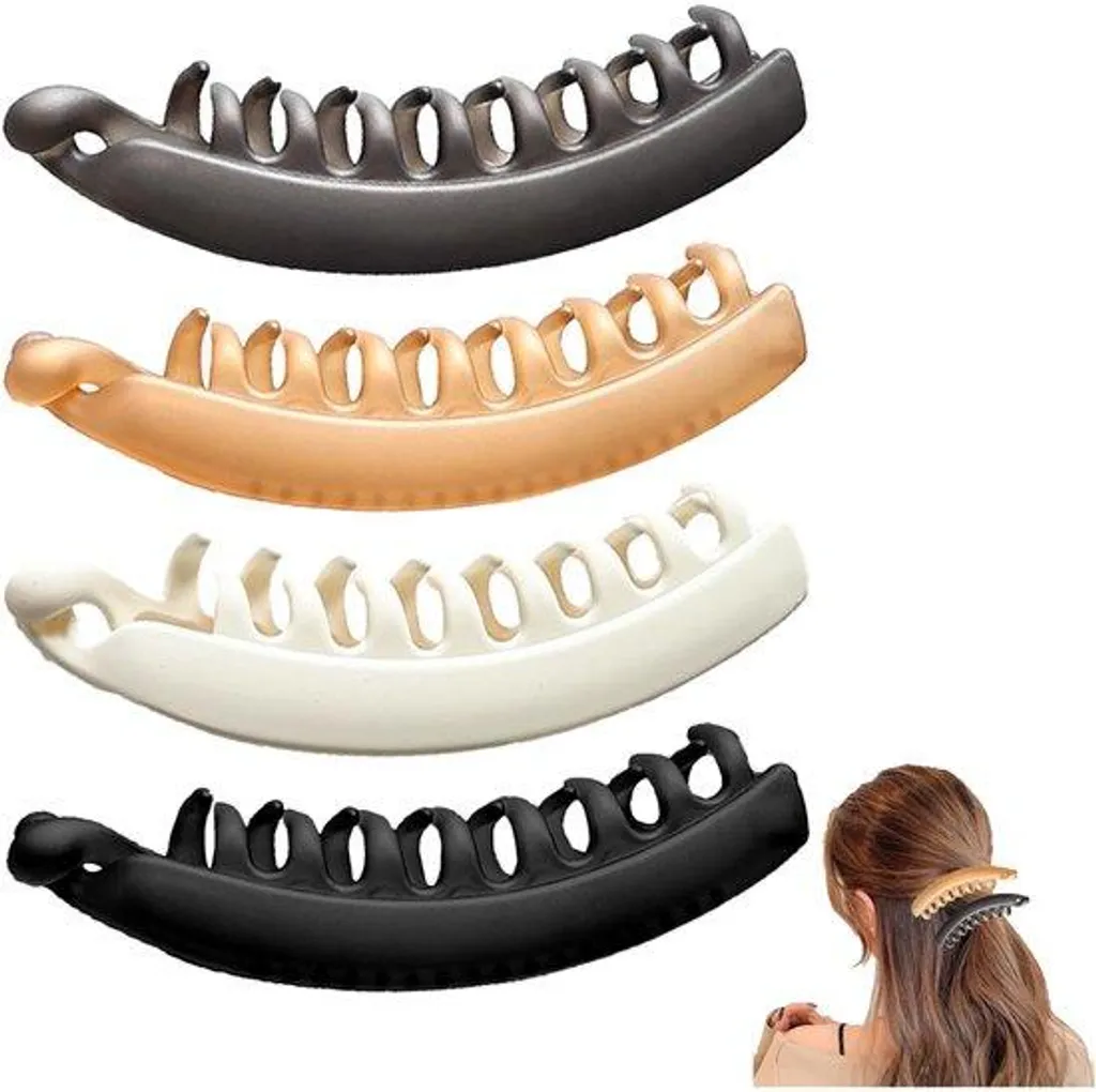 Set de 4 Pinces à Cheveux pour Sport et Travail, Maintien Fort 13 cm