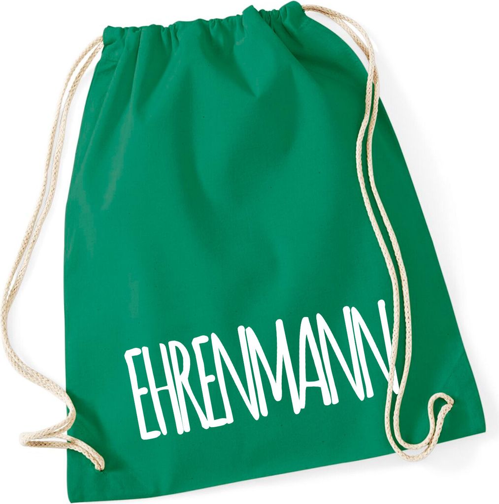 Huuraa Turnbeutel Ehrenmann Jugendwort 12 Liter Kelly Green Baumwolle Rucksack Geschenkidee
