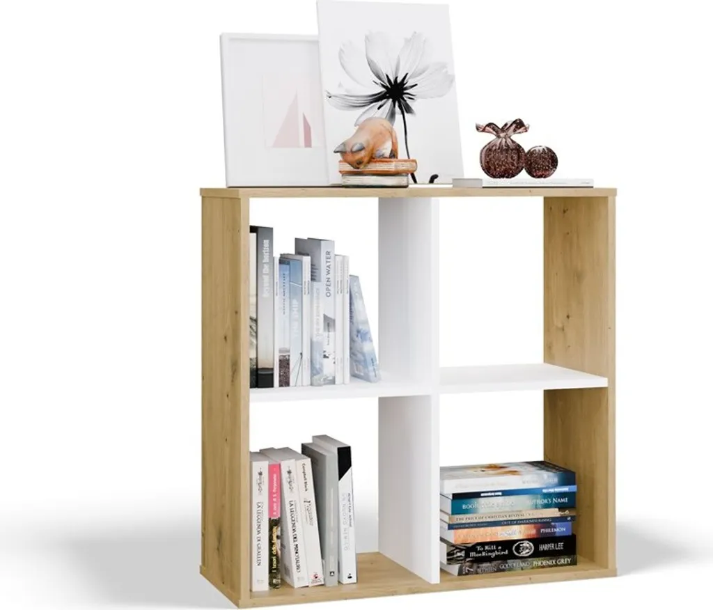 Étagère compacte RAINIS 1 : la solution de rangement chêne et blanc