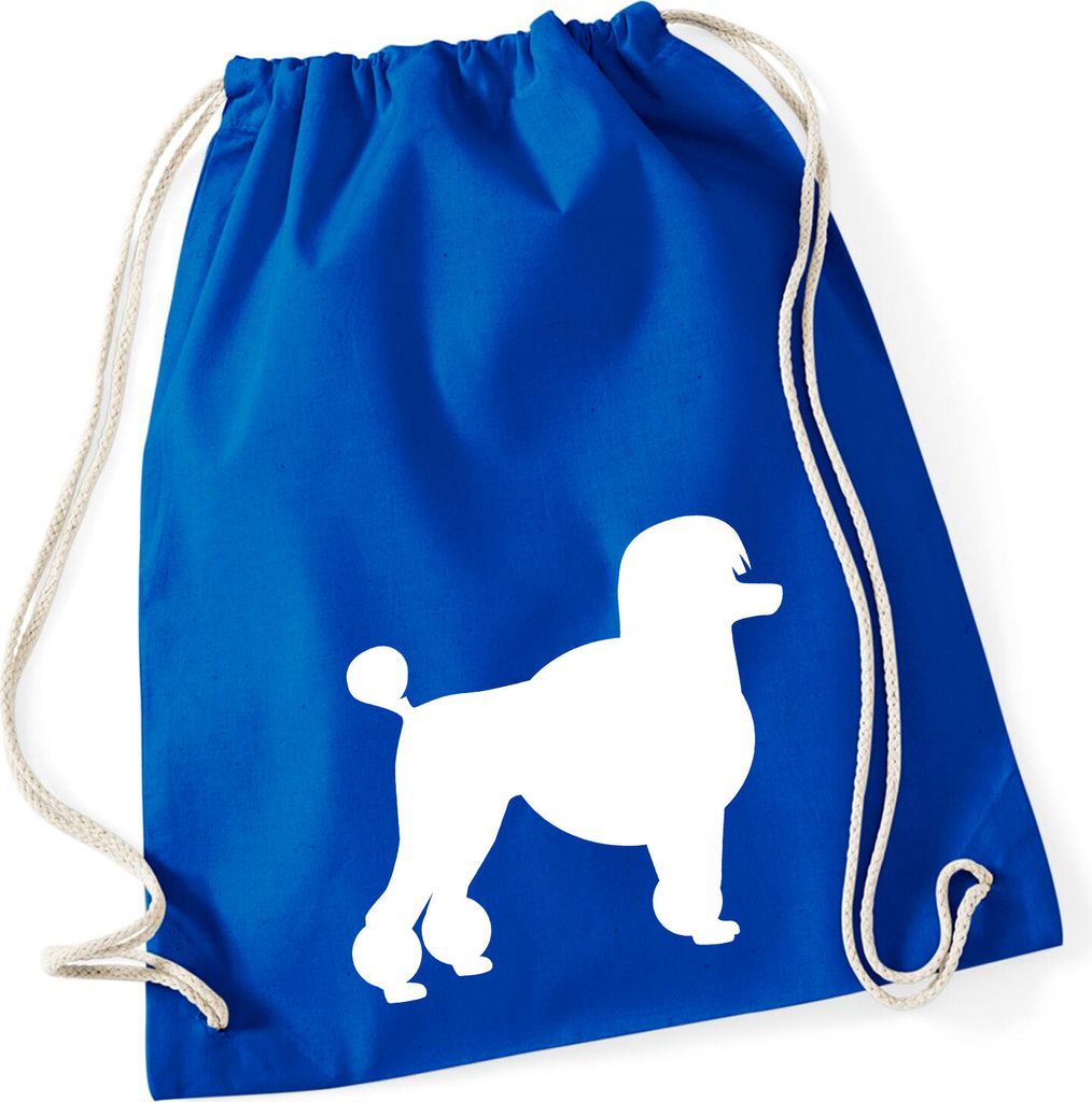 Huuraa Turnbeutel Pudel Silhouette 12 Liter Bright Royal Baumwolle Rucksack Geschenkidee