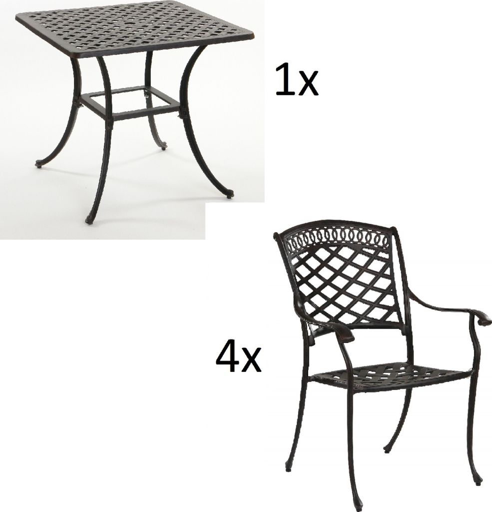 Inko 5-teilige Sitzgruppe Aluminium Guss bronze Tisch Produktbild 