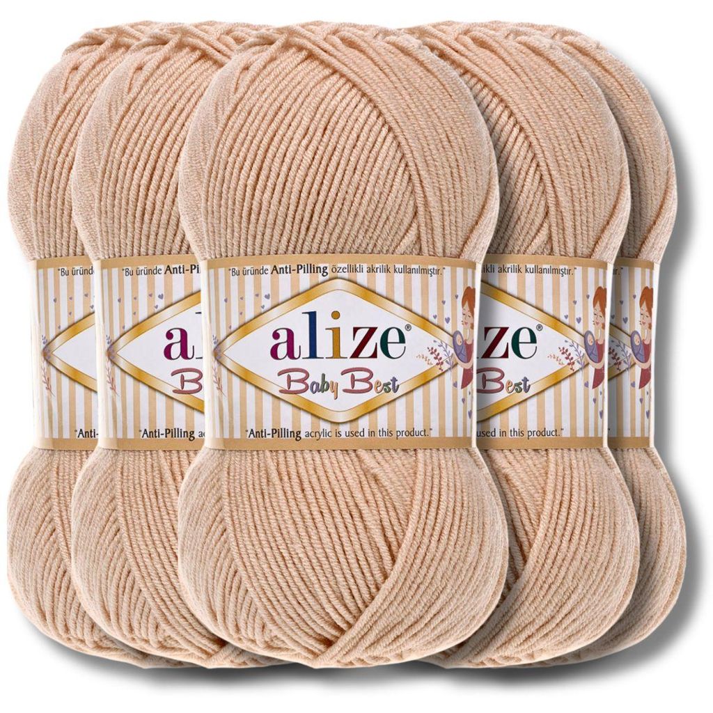 Alize 5x 100g Baby Best Wolle, Antipilling, Uni, Häkeln, Produktbild 