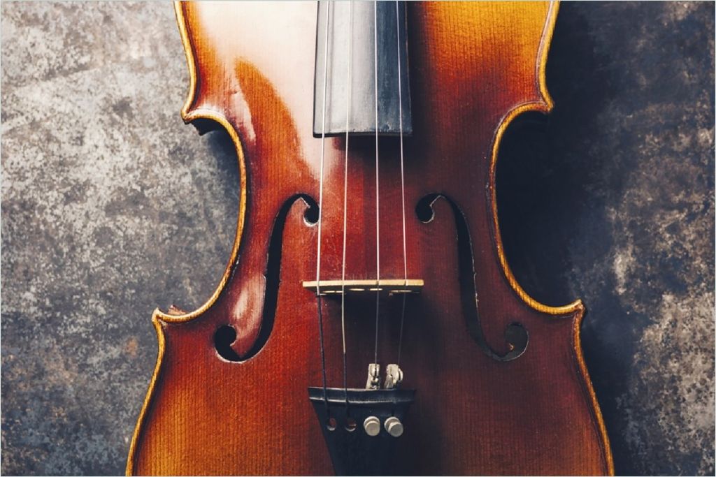 Wallario selbstklebendes Poster - Nahaufnahme einer alten Violine, Größe: 100 x 150 cm