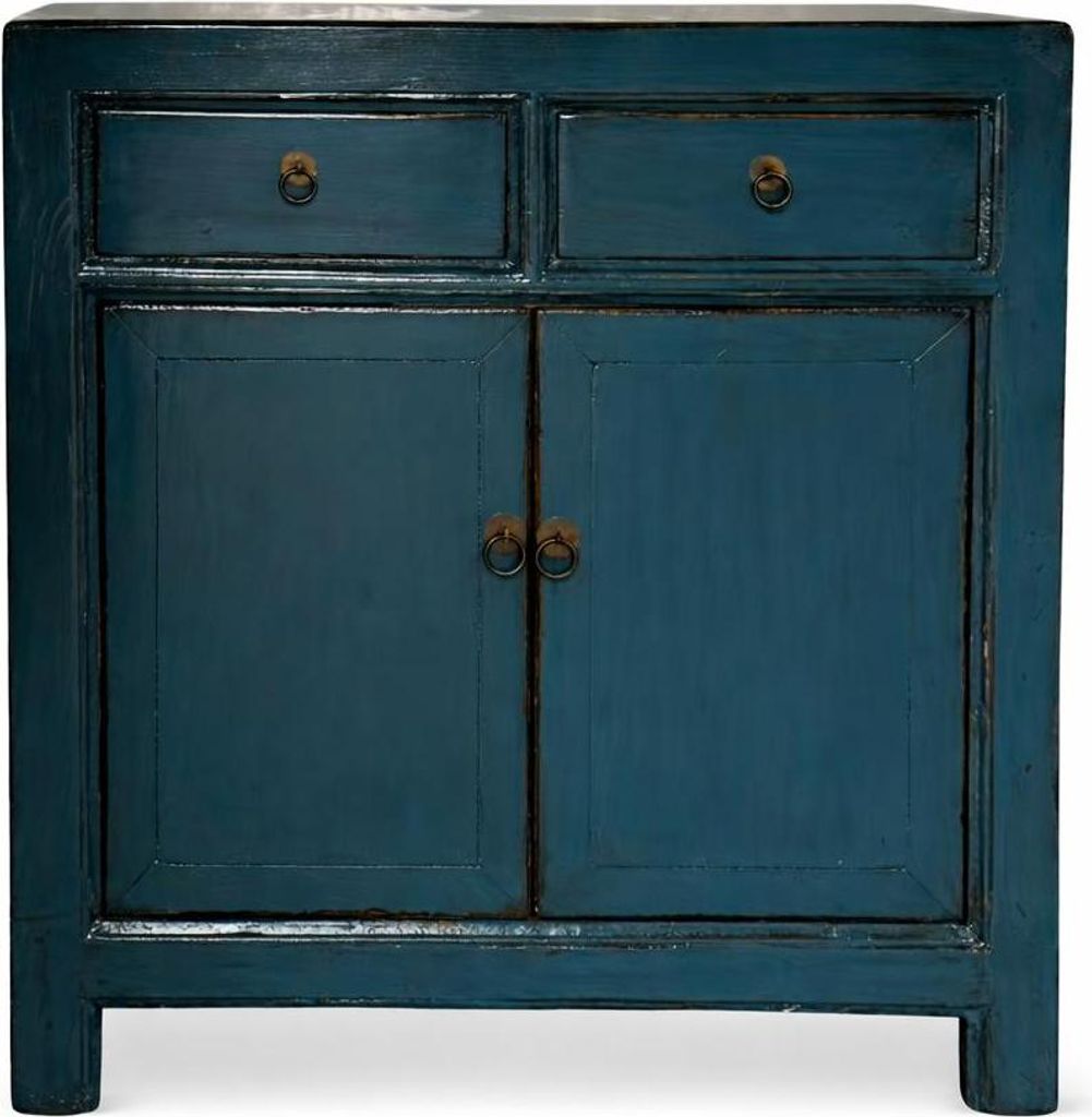 Fine Asianliving Antiker Chinesischer Schrank Tiefblau Hochglanz B83xT39xH90cm Chinesischer Schrank Chinesischer Hochzeitsschrank Orientalische Mö...