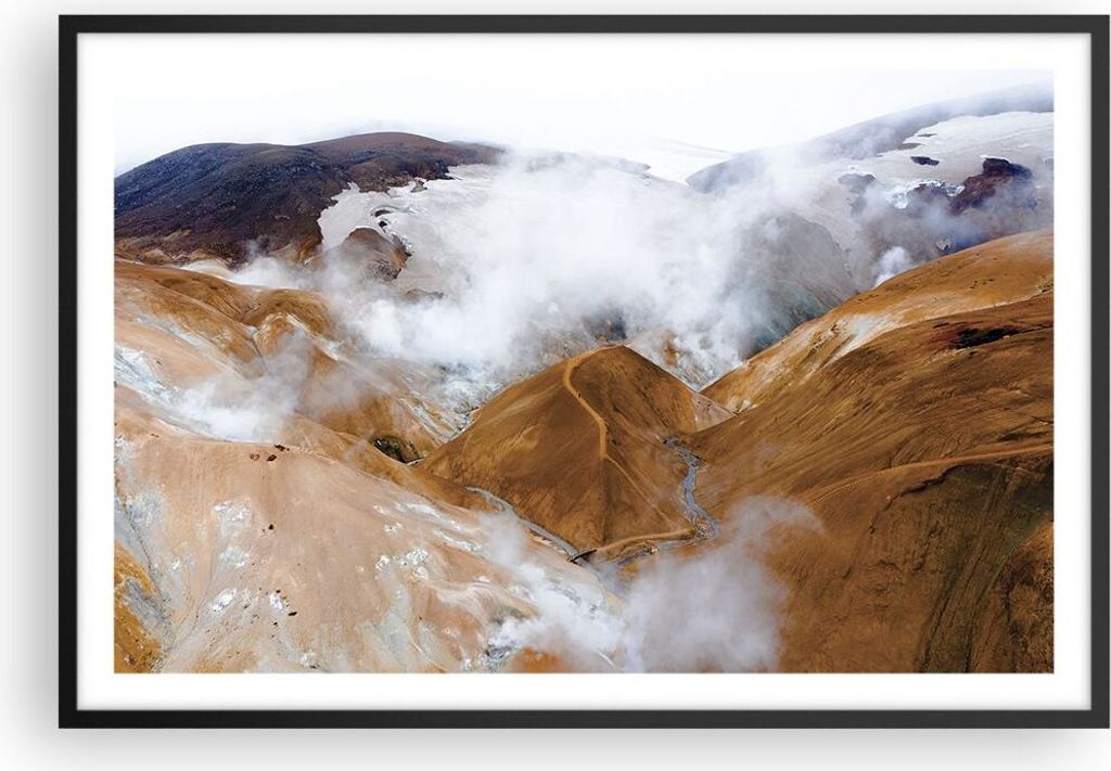 Gerahmtes Poster - Schwarzer Rahmen - Berge Wolken Landschaft - 91,5x61 cm - Wand Bild - Wanddeko - Wandbilder - Kunstposter - Wandposter - Bilderr...