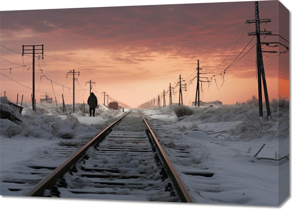 Bild 70x50cm Reisender Winterdämmerung